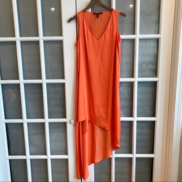bcbg orange dress BCBGMAXAZRIA One Shoulder Midi Dress in Coral